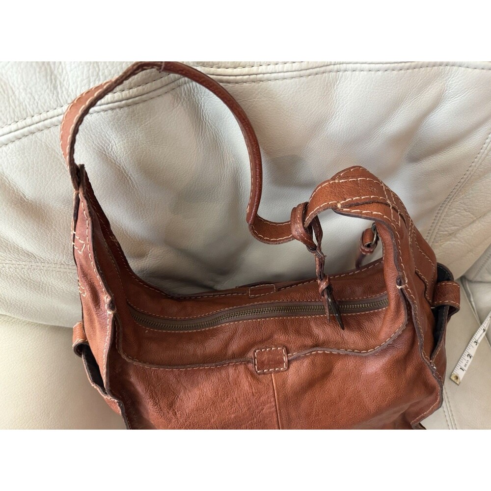 Frye Artisan Leather Hobo Bag Rustic Western Distressed Boho Whiskey NWT - Picture 15 of 16